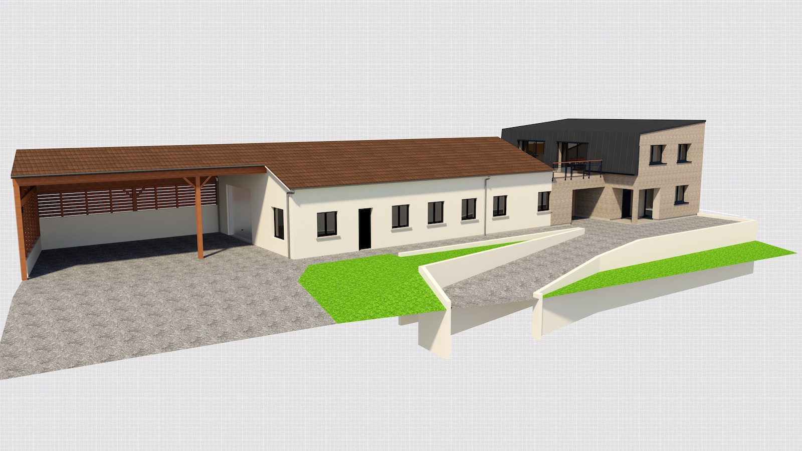 Extension entrepôt et maison 145m2